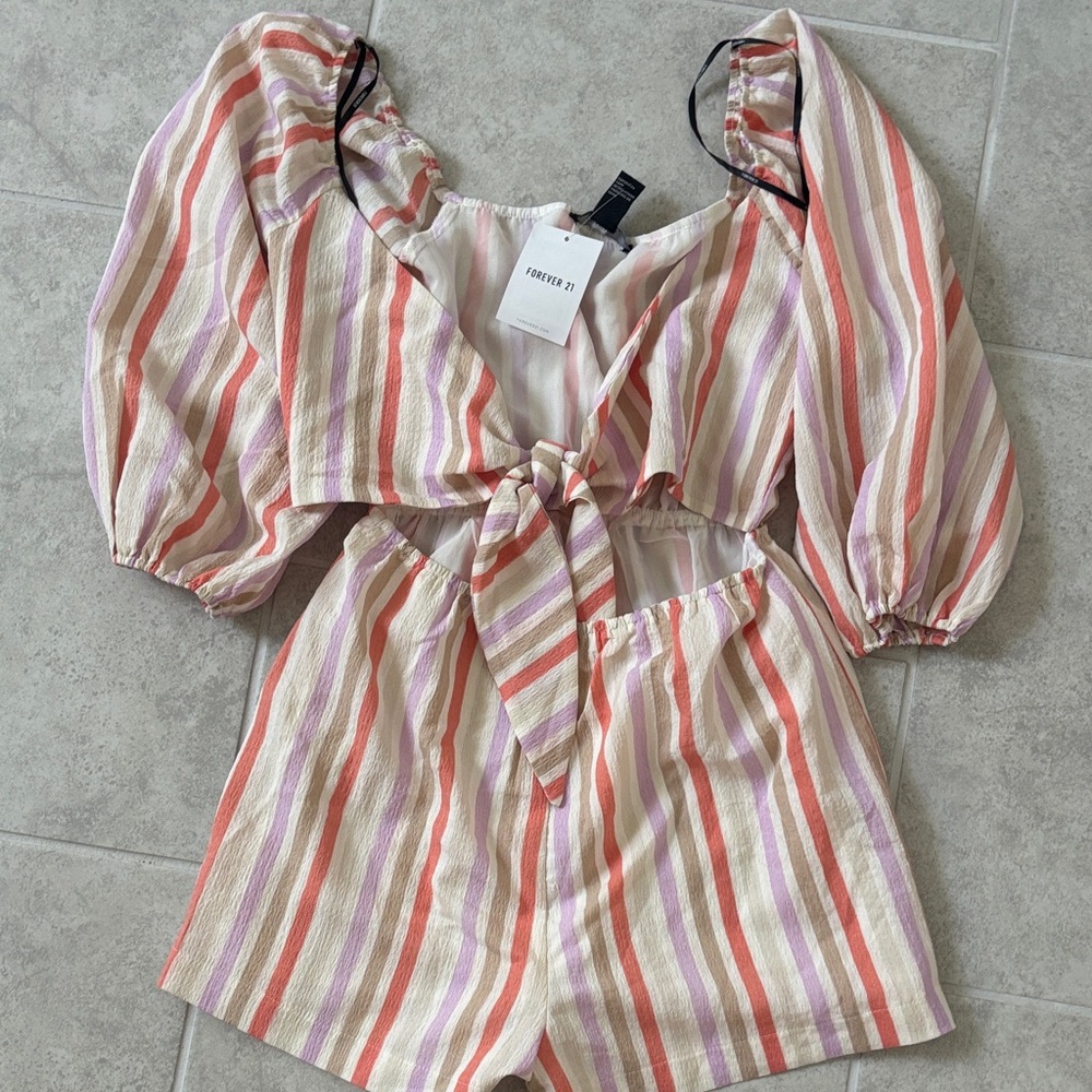 Forever 21 Multicolor Striped Romper